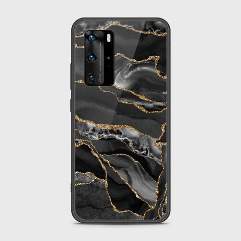 Huawei P40 Pro Cover- Black Marble Series - HQ Ultra Shine Premium Infinity Glass Soft Silicon Borders Case