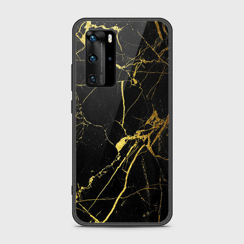 Huawei P40 Pro Cover- Black Marble Series - HQ Ultra Shine Premium Infinity Glass Soft Silicon Borders Case