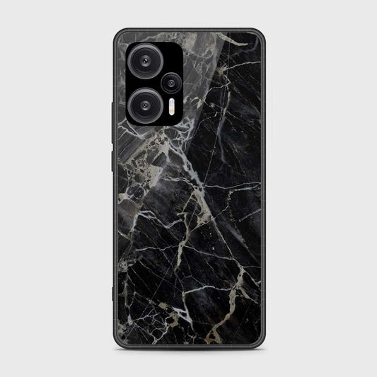 Xiaomi Poco F5  Cover- Black Marble Series - HQ Ultra Shine Premium Infinity Glass Soft Silicon Borders Case