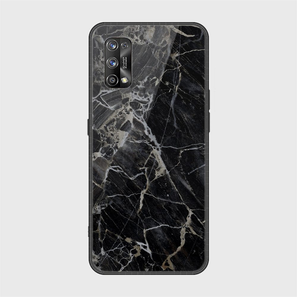 Realme 7 Pro Cover - Black Marble Series - HQ Ultra Shine Premium Infinity Glass Soft Silicon Borders Casee