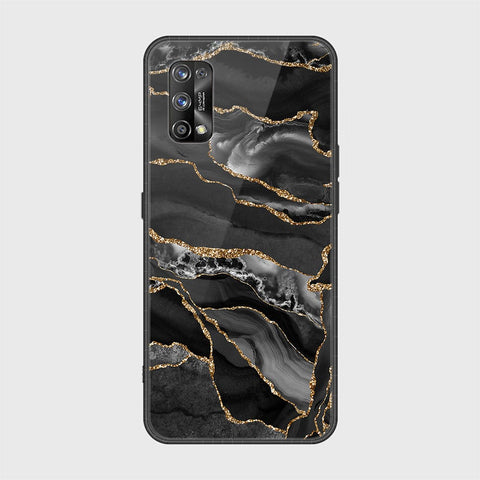 Realme 7 Pro Cover - Black Marble Series - HQ Ultra Shine Premium Infinity Glass Soft Silicon Borders Casee