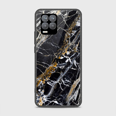 Realme 8 Cover - Black Marble Series - HQ Ultra Shine Premium Infinity Glass Soft Silicon Borders Casee