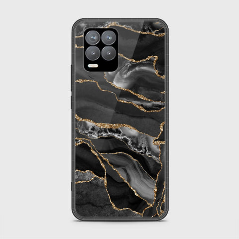 Realme 8 Cover - Black Marble Series - HQ Ultra Shine Premium Infinity Glass Soft Silicon Borders Casee