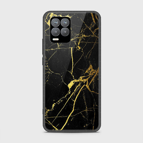 Realme 8 Cover - Black Marble Series - HQ Ultra Shine Premium Infinity Glass Soft Silicon Borders Casee