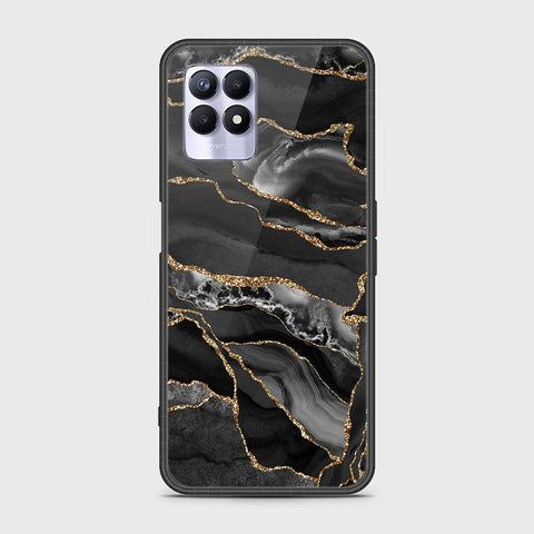 Realme 8i Cover - Black Marble Series - HQ Ultra Shine Premium Infinity Glass Soft Silicon Borders Case