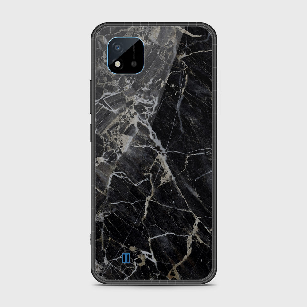 Realme C20 Cover- Black Marble Series - HQ Ultra Shine Premium Infinity Glass Soft Silicon Borders Case