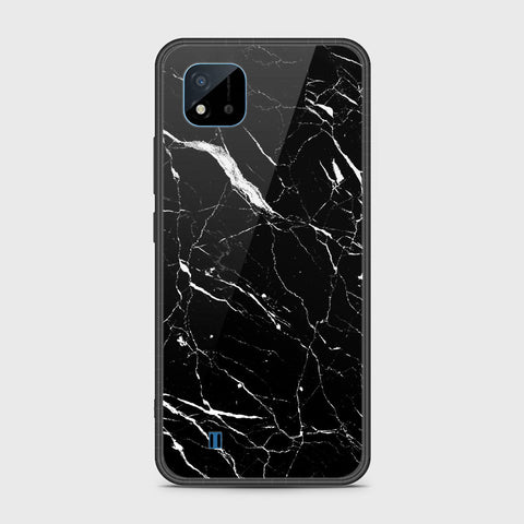 Realme C20 Cover- Black Marble Series - HQ Ultra Shine Premium Infinity Glass Soft Silicon Borders Case
