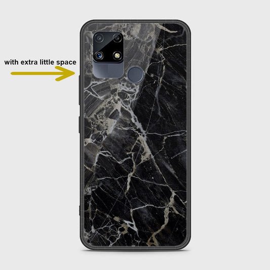 Realme C15 Cover- Black Marble Series - HQ Ultra Shine Premium Infinity Glass Soft Silicon Borders Case