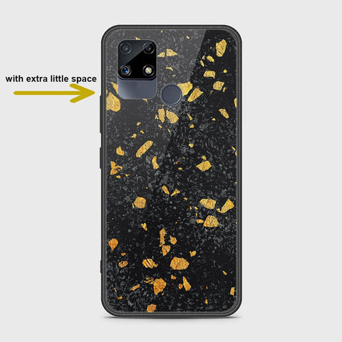 Realme C15 Cover- Black Marble Series - HQ Ultra Shine Premium Infinity Glass Soft Silicon Borders Case