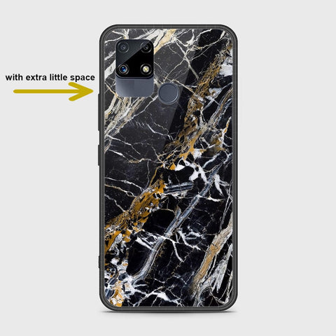 Realme C15 Cover- Black Marble Series - HQ Ultra Shine Premium Infinity Glass Soft Silicon Borders Case