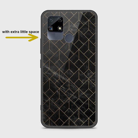 Realme C15 Cover- Black Marble Series - HQ Ultra Shine Premium Infinity Glass Soft Silicon Borders Case