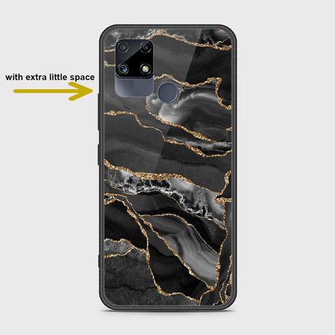 Realme C15 Cover- Black Marble Series - HQ Ultra Shine Premium Infinity Glass Soft Silicon Borders Case