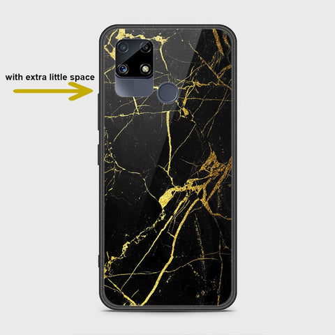 Realme C15 Cover- Black Marble Series - HQ Ultra Shine Premium Infinity Glass Soft Silicon Borders Case