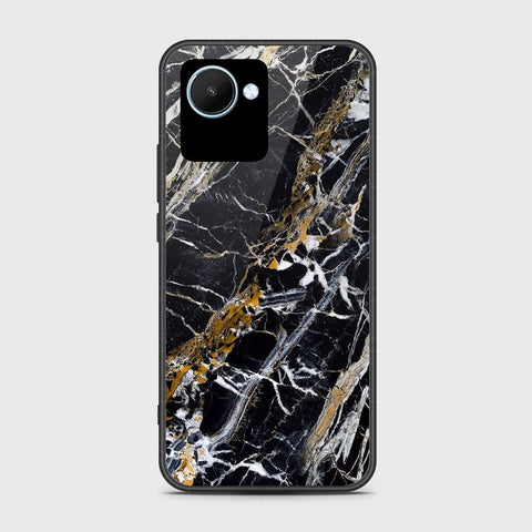 Realme C30 Cover- Black Marble Series - HQ Ultra Shine Premium Infinity Glass Soft Silicon Borders Case