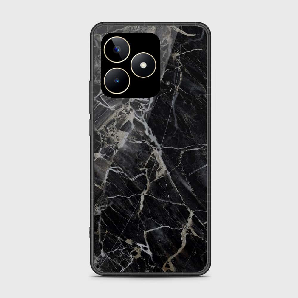 Realme Narzo N53 Cover- Black Marble Series - HQ Ultra Shine Premium Infinity Glass Soft Silicon Borders Case