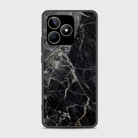 Realme Narzo N53 Cover- Black Marble Series - HQ Ultra Shine Premium Infinity Glass Soft Silicon Borders Case