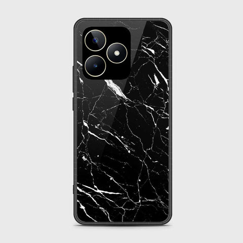 Realme Narzo N53 Cover- Black Marble Series - HQ Ultra Shine Premium Infinity Glass Soft Silicon Borders Case