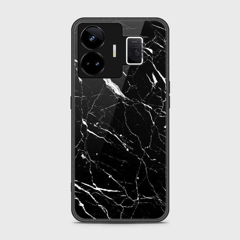 Realme GT3 Cover- Black Marble Series - HQ Ultra Shine Premium Infinity Glass Soft Silicon Borders Case