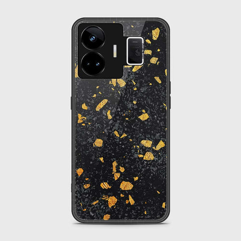 Realme GT3 Cover- Black Marble Series - HQ Ultra Shine Premium Infinity Glass Soft Silicon Borders Case