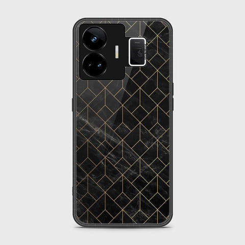 Realme GT3 Cover- Black Marble Series - HQ Ultra Shine Premium Infinity Glass Soft Silicon Borders Case