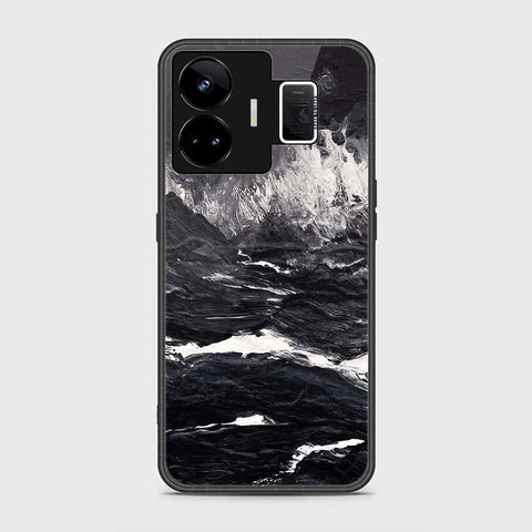 Realme GT3 Cover- Black Marble Series - HQ Ultra Shine Premium Infinity Glass Soft Silicon Borders Case