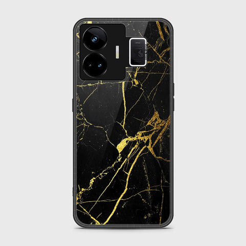 Realme GT3 Cover- Black Marble Series - HQ Ultra Shine Premium Infinity Glass Soft Silicon Borders Case