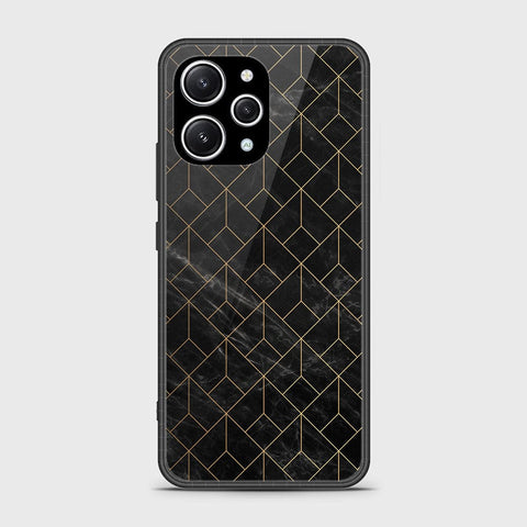 Xiaomi Redmi 12 4G Cover- Black Marble Series - HQ Ultra Shine Premium Infinity Glass Soft Silicon Borders Case