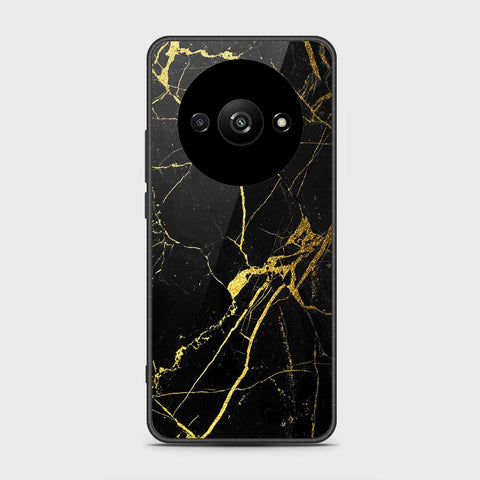 Xiaomi Redmi A3 Cover- Black Marble Series - HQ Ultra Shine Premium Infinity Glass Soft Silicon Borders Case