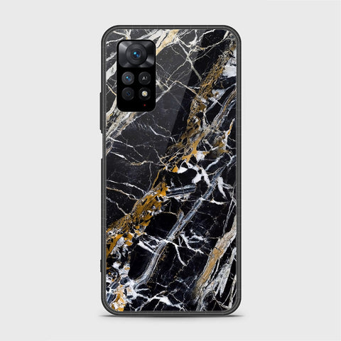 Xiaomi Redmi Note 11 Cover- Black Marble Series - HQ Ultra Shine Premium Infinity Glass Soft Silicon Borders Case