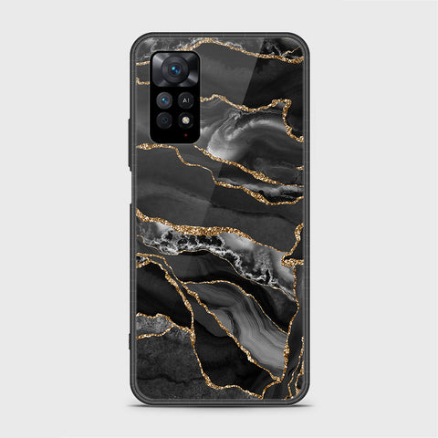 Xiaomi Redmi Note 11E Pro Cover- Black Marble Series - HQ Ultra Shine Premium Infinity Glass Soft Silicon Borders Case