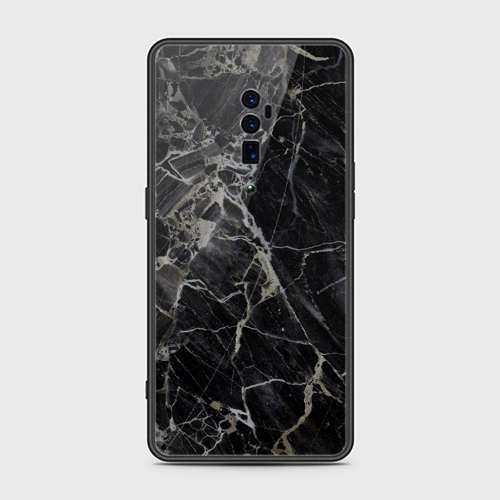 Oppo Reno 10x Zoom Cover- Black Marble Series - HQ Ultra Shine Premium Infinity Glass Soft Silicon Borders Case