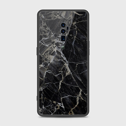 Oppo Reno 10x Zoom Cover- Black Marble Series - HQ Ultra Shine Premium Infinity Glass Soft Silicon Borders Case