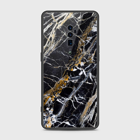Oppo Reno 10x Zoom Cover- Black Marble Series - HQ Ultra Shine Premium Infinity Glass Soft Silicon Borders Case