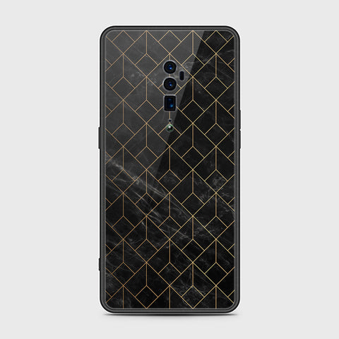 Oppo Reno 10x Zoom Cover- Black Marble Series - HQ Ultra Shine Premium Infinity Glass Soft Silicon Borders Case