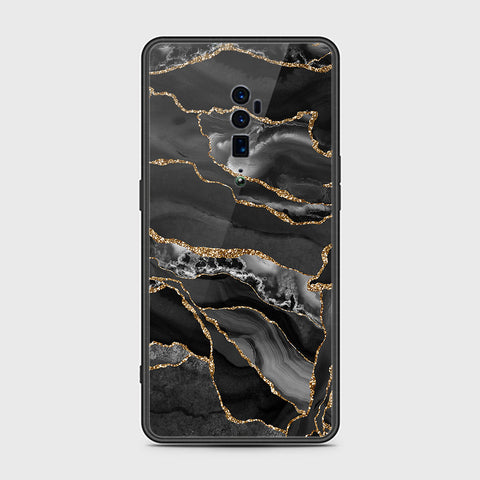 Oppo Reno 10x Zoom Cover- Black Marble Series - HQ Ultra Shine Premium Infinity Glass Soft Silicon Borders Case