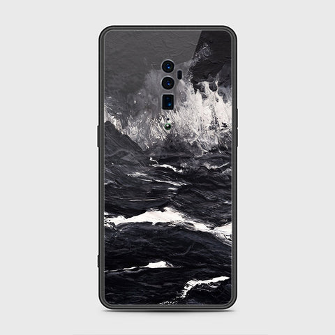 Oppo Reno 10x Zoom Cover- Black Marble Series - HQ Ultra Shine Premium Infinity Glass Soft Silicon Borders Case