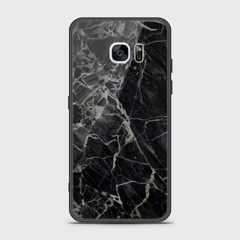 Samsung Galaxy S7 Edge Cover- Black Marble Series - HQ Ultra Shine Premium Infinity Glass Soft Silicon Borders Case