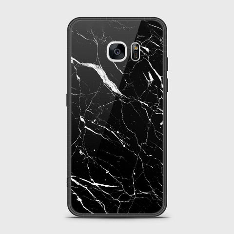 Samsung Galaxy S7 Edge Cover- Black Marble Series - HQ Ultra Shine Premium Infinity Glass Soft Silicon Borders Case