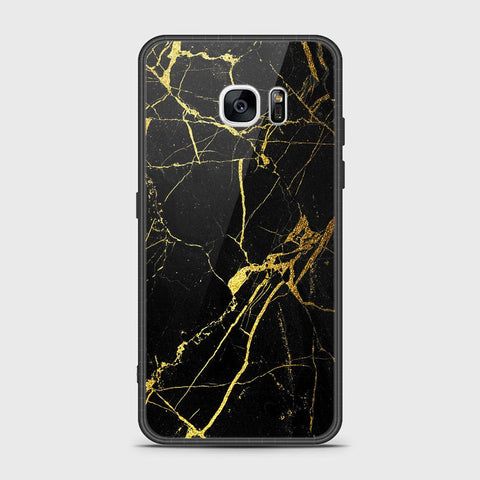 Samsung Galaxy S7 Edge Cover- Black Marble Series - HQ Ultra Shine Premium Infinity Glass Soft Silicon Borders Case