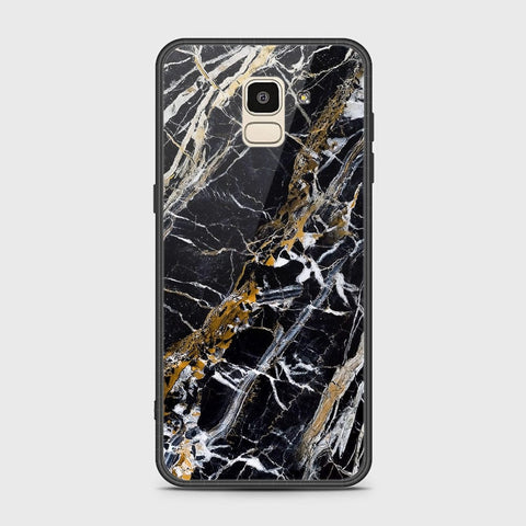 Samsung Galaxy J6 2018 Cover - Black Marble Series - HQ Ultra Shine Premium Infinity Glass Soft Silicon Borders Case