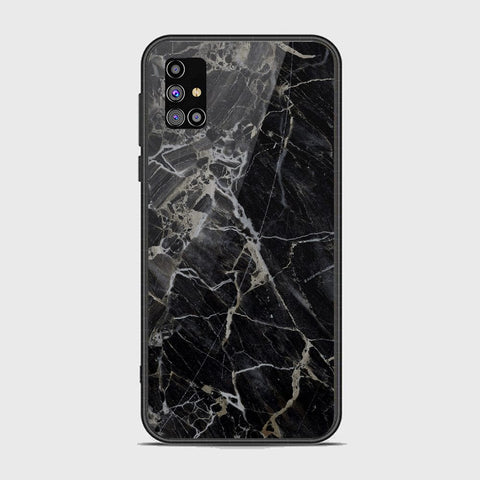 Samsung Galaxy M31s Cover - Black Marble Series - HQ Ultra Shine Premium Infinity Glass Soft Silicon Borders Case