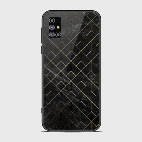 Samsung Galaxy M31s Cover - Black Marble Series - HQ Ultra Shine Premium Infinity Glass Soft Silicon Borders Case