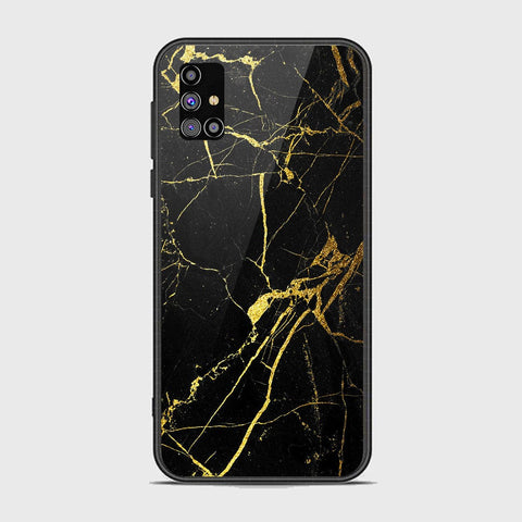 Samsung Galaxy M31s Cover - Black Marble Series - HQ Ultra Shine Premium Infinity Glass Soft Silicon Borders Case