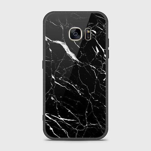 Samsung Galaxy S7 Cover- Black Marble Series - HQ Ultra Shine Premium Infinity Glass Soft Silicon Borders Case