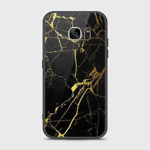 Samsung Galaxy S7 Cover- Black Marble Series - HQ Ultra Shine Premium Infinity Glass Soft Silicon Borders Case