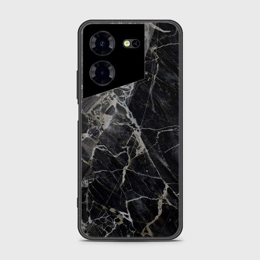 Tecno Pova 5 Pro Cover- Black Marble Series - HQ Ultra Shine Premium Infinity Glass Soft Silicon Borders Case