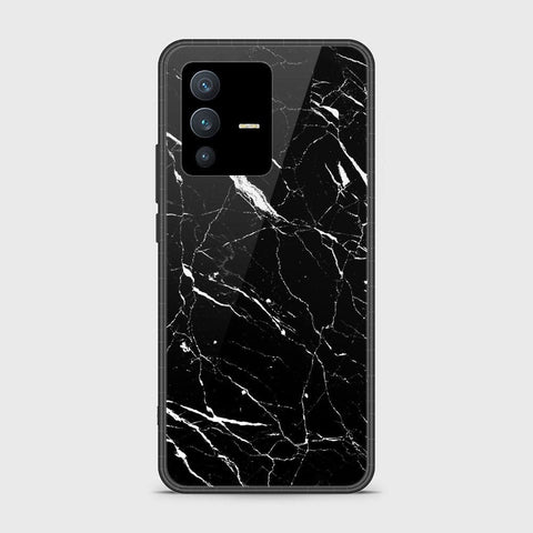 Vivo V23 5G Cover - Black Marble Series - HQ Ultra Shine Premium Infinity Glass Soft Silicon Borders Case
