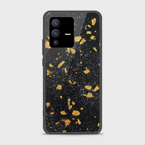 Vivo V23 5G Cover - Black Marble Series - HQ Ultra Shine Premium Infinity Glass Soft Silicon Borders Case