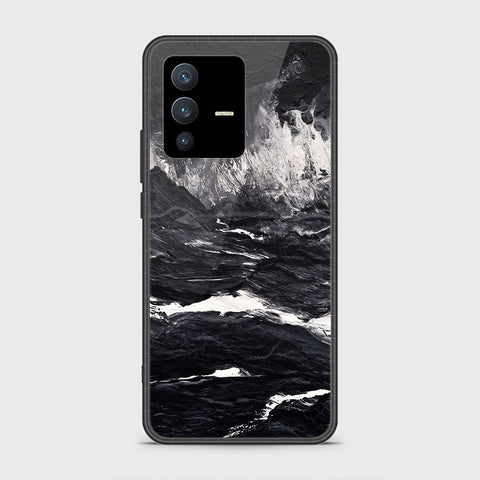 Vivo V23 5G Cover - Black Marble Series - HQ Ultra Shine Premium Infinity Glass Soft Silicon Borders Case
