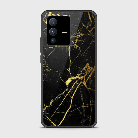 Vivo V23 5G Cover - Black Marble Series - HQ Ultra Shine Premium Infinity Glass Soft Silicon Borders Case